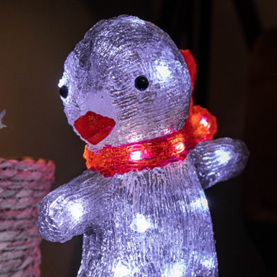 25cm Light up Acrylic Christmas Penguin on Snowboard Decoration