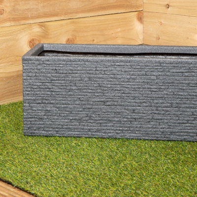 25cm Plastic Ash Grey Slate Effect Garden Patio Trough - 3