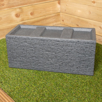 25cm Plastic Ash Grey Slate Effect Garden Patio Trough - 4