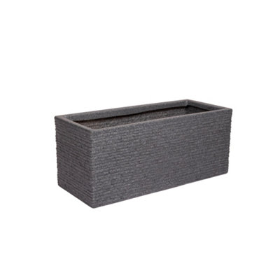 25cm Plastic Ash Grey Slate Effect Garden Patio Trough - 7