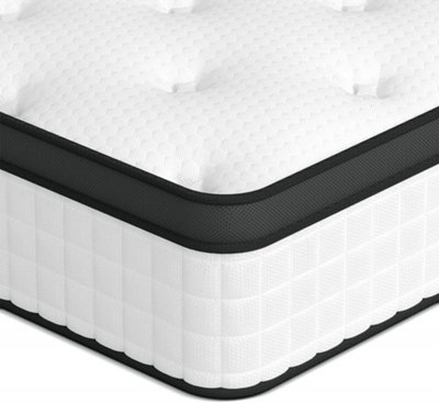 25CM Pocket Sprung Mattress with Anti-mite Fabric and Wave Memory Foam, Individually Wrapped Spring Hybrid Mattress-Double