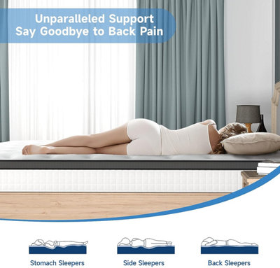 25CM Pocket Sprung Mattress with Anti-mite Fabric and Wave Memory Foam, Individually Wrapped Spring Hybrid Mattress-Double
