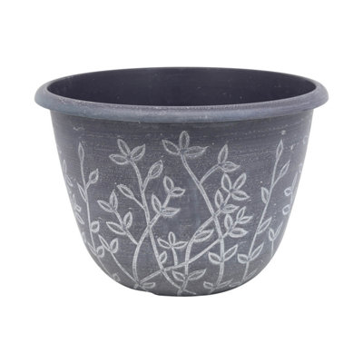 25cm Pot Serenity Planter Grey With White Wash Effect Plant Flower Garden Patio