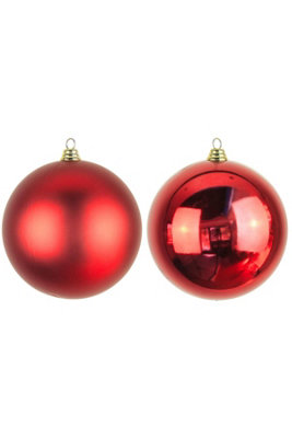 25cm Red Bauble Set Shiny/Matte (4 pc)