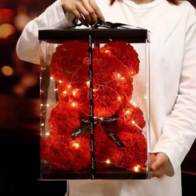 25cm Red Teddy Rose Bear with Box Romantic Gift for Her
