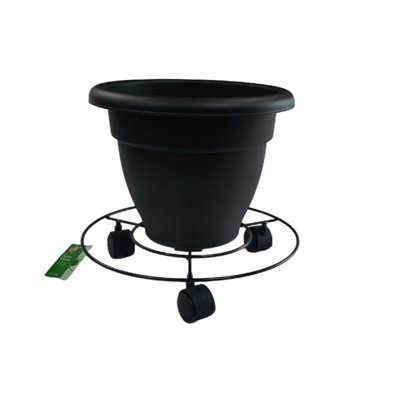 25cm Round Plant Pot Caddy Black Patio Pot Mover With Castor Wheels 10 Inch