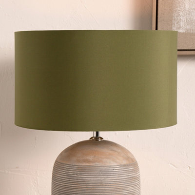 25cm Sage Poly Cotton Cylinder Drum Table Lampshade Green Fabric Table ...