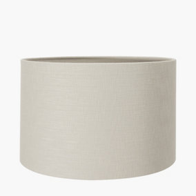 25cm Soft Grey Linen Drum Table Lampshade Self Lined Cylinder Shade