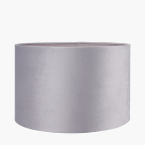 25cm Soft Grey Velvet Cylinder Table Lampshade