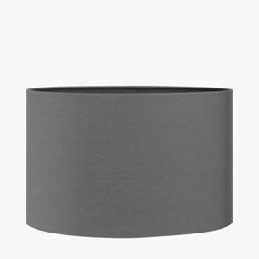 25cm Steel Grey Oval Poly Cotton Lampshade