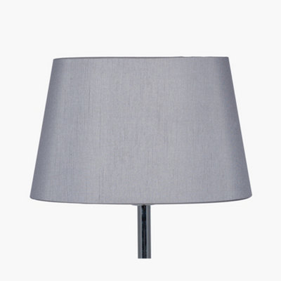 25cm Steel Grey Oval Polysilk Tapered Shade