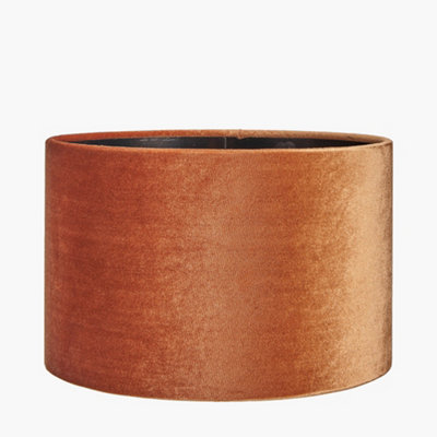 25cm Terracotta Velvet Cylinder Lampshade For Table Lamps