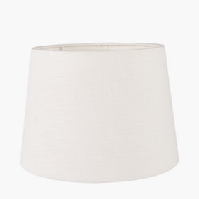 25cm White Linen Tapered Cylinder Table Lampshade Modern Self Lined Lamp Shade