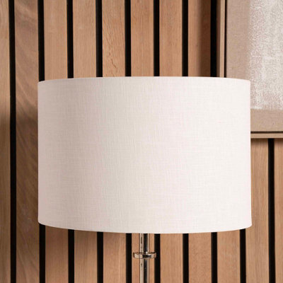 25cm White Table Lampshade Modern Self Lined Linen Drum Lamp Shade