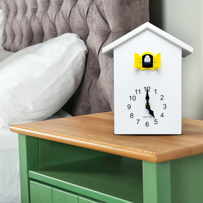 25cm x 20cm White Cuckoo Table - Yellow Window