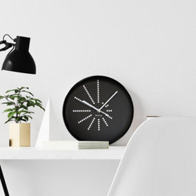 25cm x 25cm Black Walplus Clock Minimalistic Dots Design