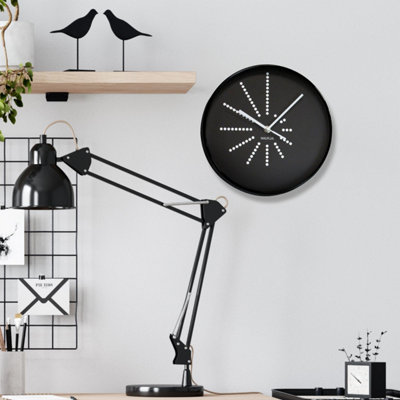 25cm x 25cm Black Walplus Clock Minimalistic Dots Design - 3