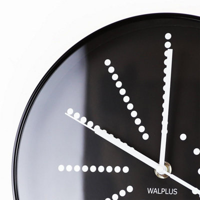 25cm x 25cm Black Walplus Clock Minimalistic Dots Design - 6