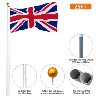 25ft Flag Pole with 2 Union Jack Flags - 4