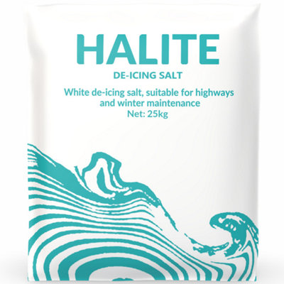 25kg Bag of Halite White Deicing Salt High Performance Ice and Snow Melt for Winter Roads, Paths, and Driveways (1 X 25KG Bag)