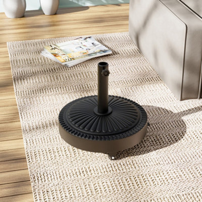 25KG Parasol Base Heavy Duty Round Cement Umbrella Stand with Wheels for Patio Deck Porch Poolside