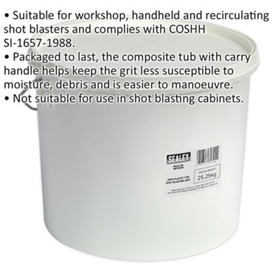 25KG Plastic Tub of Shot Blasting Grit Premium Sand Blasting Abrasive 200 700 Micron