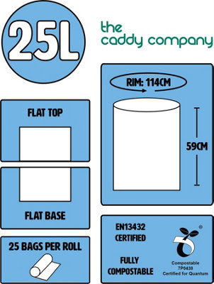 25L Caddy Company Compostable Kerbside Caddy Liners - 1 Roll