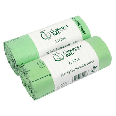 25L Compost Bag Compostable Kerbside Caddy Liners - 2 Rolls