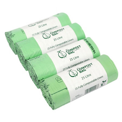 25L Compost Bag Compostable Kerbside Caddy Liners - 4 Rolls