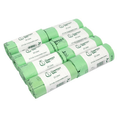 25L Compost Bag Compostable Kerbside Caddy Liners - 8 Rolls