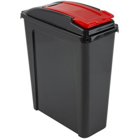 25L Plastic Recycle Bin Storage Box with Flap Colour Lid Litre Home Office Waste - Blue