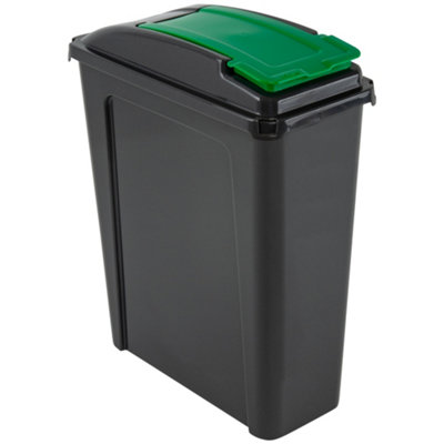 25L Plastic Recycle Bin Storage Box with Flap Colour Lid Litre Home