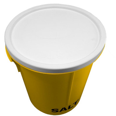 25L Yellow Grit Salt Bin 43cm with Lid and 10kg White De-Icing Salt for ...