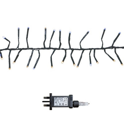 25m 2000 LED Christmas Cluster String Lights with Timer in White & Warm ...