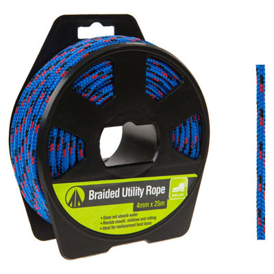25M Utility Rope With Casing Waterproof Mould Resistant 4mm x 25m Blue X 1