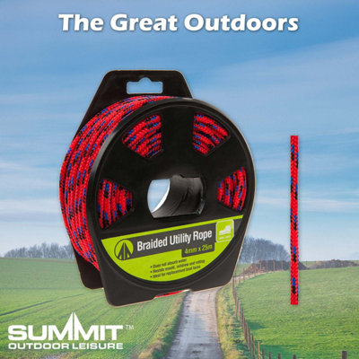 25M Utility Rope With Casing Waterproof Mould Resistant 4mm x 25m Red X 1