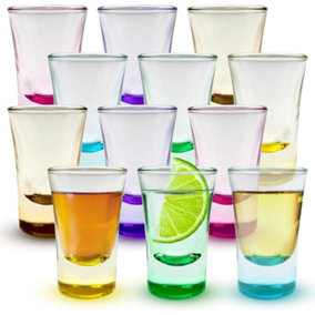 25ml Coloured Shot Glasses Set of 12 Heavy Base for Bar Glassware Drinking Shots