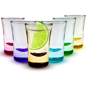 25ml Coloured Shot Glasses Set of 6 Heavy Base for Bar Glassware Drinking Shots