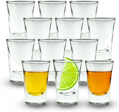 25ml Heavy Base Shot Glasses Set of 12 Clear Small Shot Glasses for Jager Bomb Shots, Jello