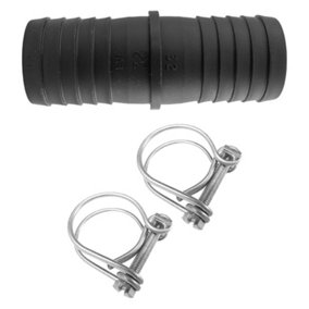 25mm (1") corrugated flexible pond pipe repair joiner/connector+2 x double wire hose clips