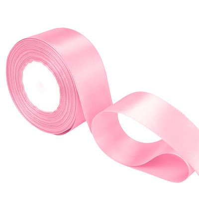 25mm Baby Pink Double Sided Satin Polyester Ribbon Roll, 25 metres