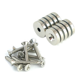 25mm Dia Neodymium Countersunk Magnets & Screws Pack (North)
