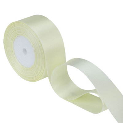 25mm Ivory Double Sided Satin Polyester Ribbon Roll, 25 metres