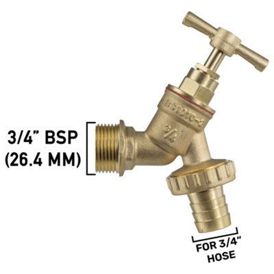 25mm mdpe compression backplate/wallplate with classic brass bib tap + hose barb+PTFE TAPE - 3