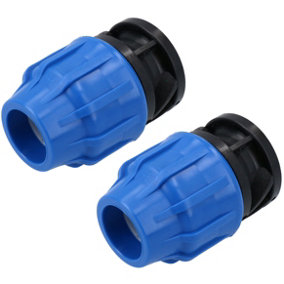 25mm MDPE End Stop Water Pipe Cap Shut-Off Compression Fitting Coupling 2PK