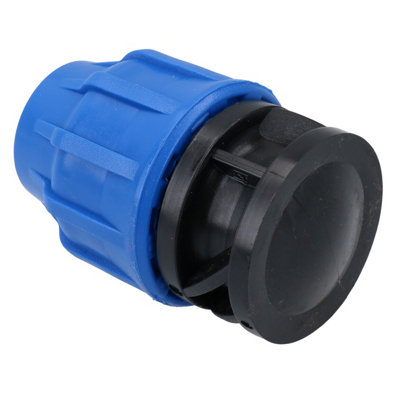25mm MDPE End Stop Water Pipe Cap Shut-Off Compression Fitting Coupling 2PK