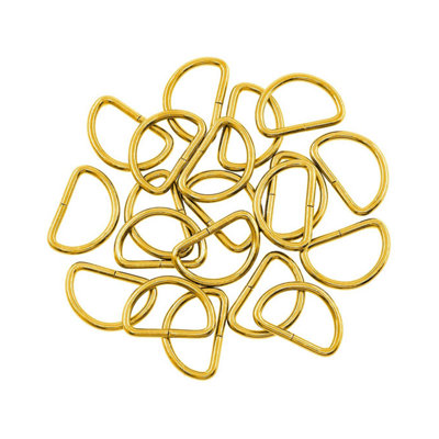 25mm Metal D Ring Buckle for DIY Crafts, Webbing Strap, Purse, Pet collars, Gold - 10pcs