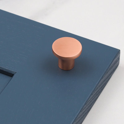 25mm Satin Copper Cabinet Knob Round Cupboard Door Drawer Handle Pull Brushed Orange Furniture Replacement Upcycle
