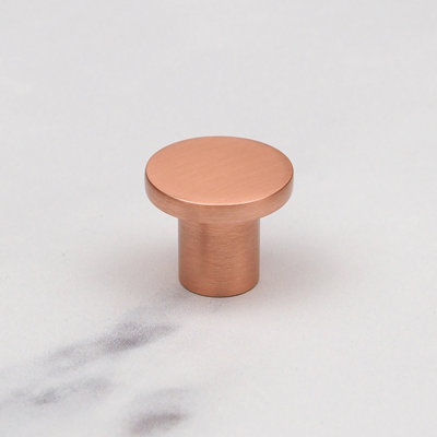 25mm Satin Copper Cabinet Knob Round Cupboard Door Drawer Handle Pull Brushed Orange Furniture Replacement Upcycle