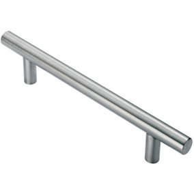 25mm Straight T Bar Pull Handle 300mm Fixing Centres Satin Stainless Steel
